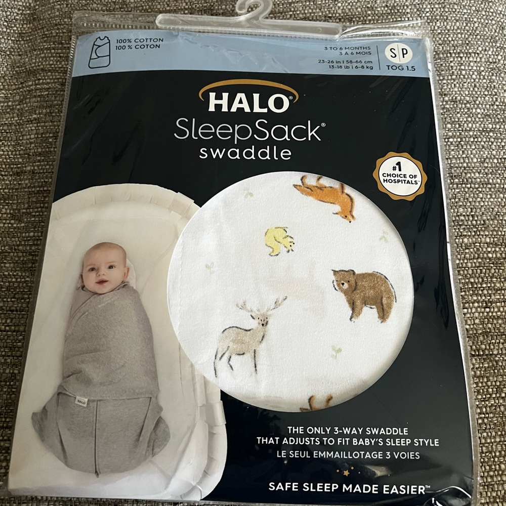 Halo SleepSack Swaddle - White with Animal Print